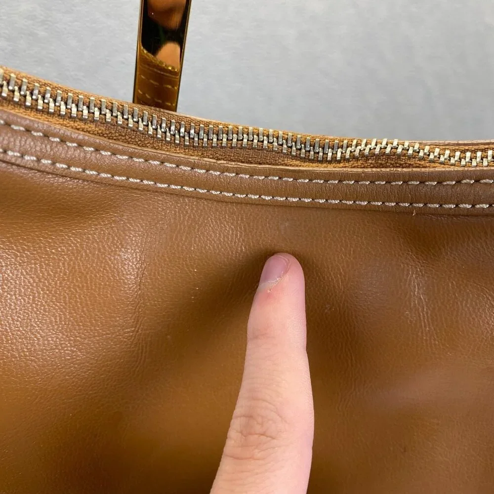 BCBG Girls Tan‎ Leather Shoulder Bag,Preppy,Zipper